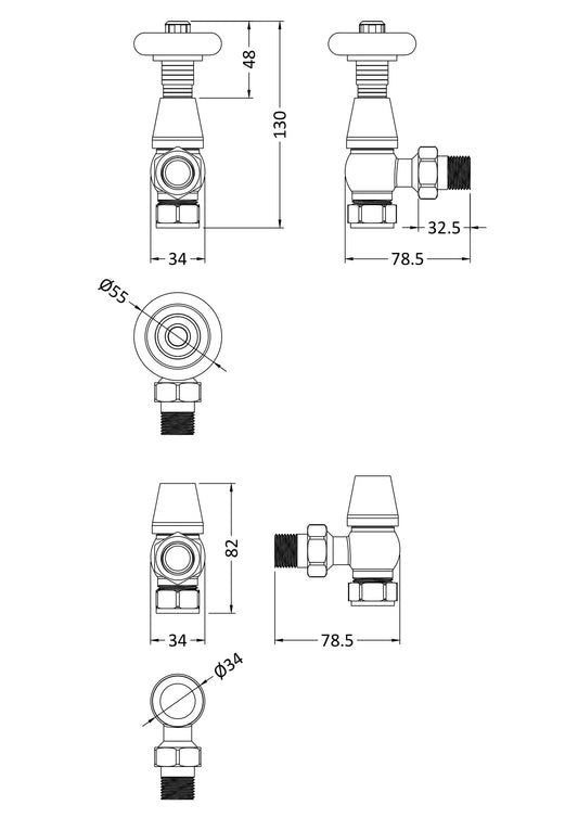 Camden Angled Thermostatic Valve