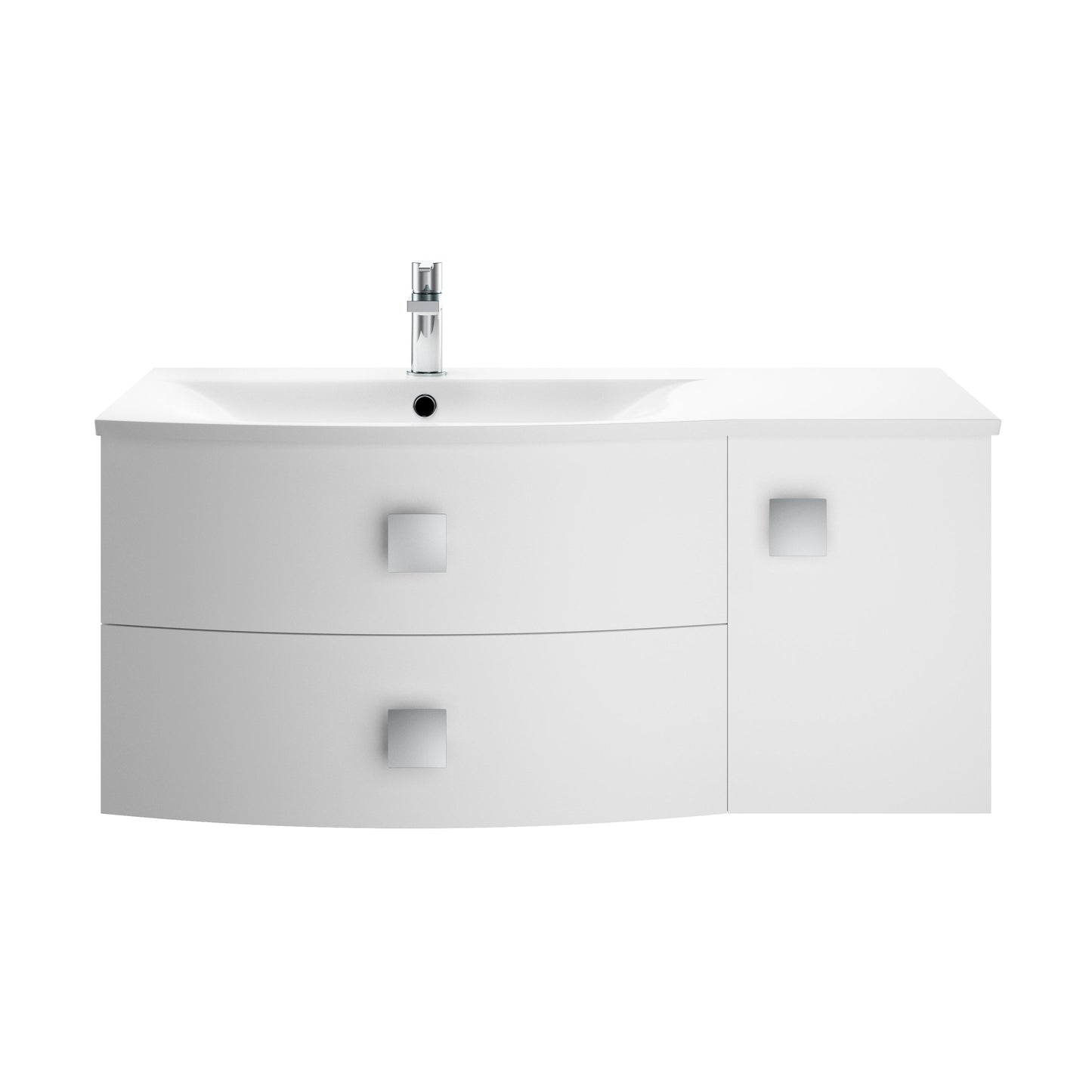 Hudson Reed Sarenna 1000mm Wall Hung Left Hand 2 Drawer 1 Door Vanity Unit With Polymarble Basin