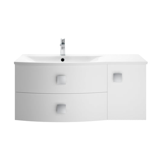 Hudson Reed Sarenna 1000mm Wall Hung Left Hand 2 Drawer 1 Door Vanity Unit With Polymarble Basin