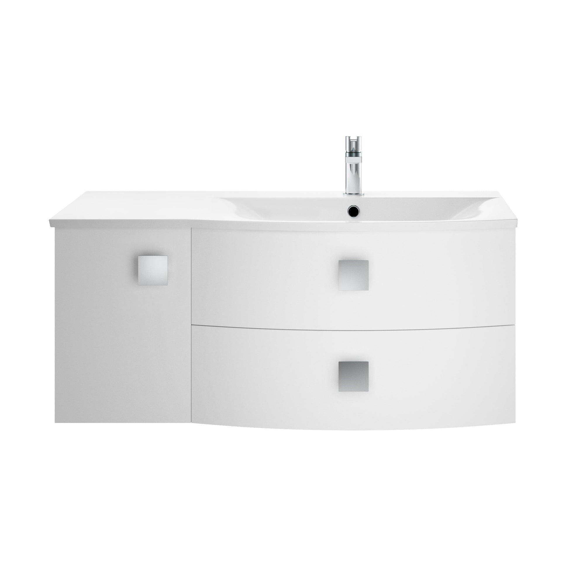 Hudson Reed Sarenna 1000mm Moon White Wall Hung Right Hand 2 Drawer 1 Door Vanity Unit with Basin