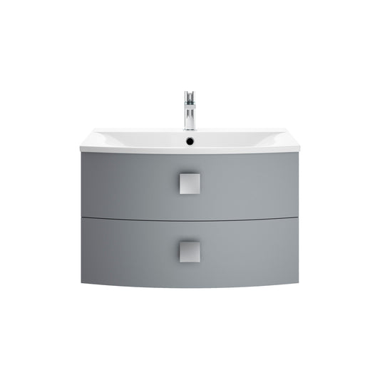 Hudson Reed Sarenna 700mm Dove Grey Wall Hung 2 Drawer Vanity Unit with Polymarble Basin