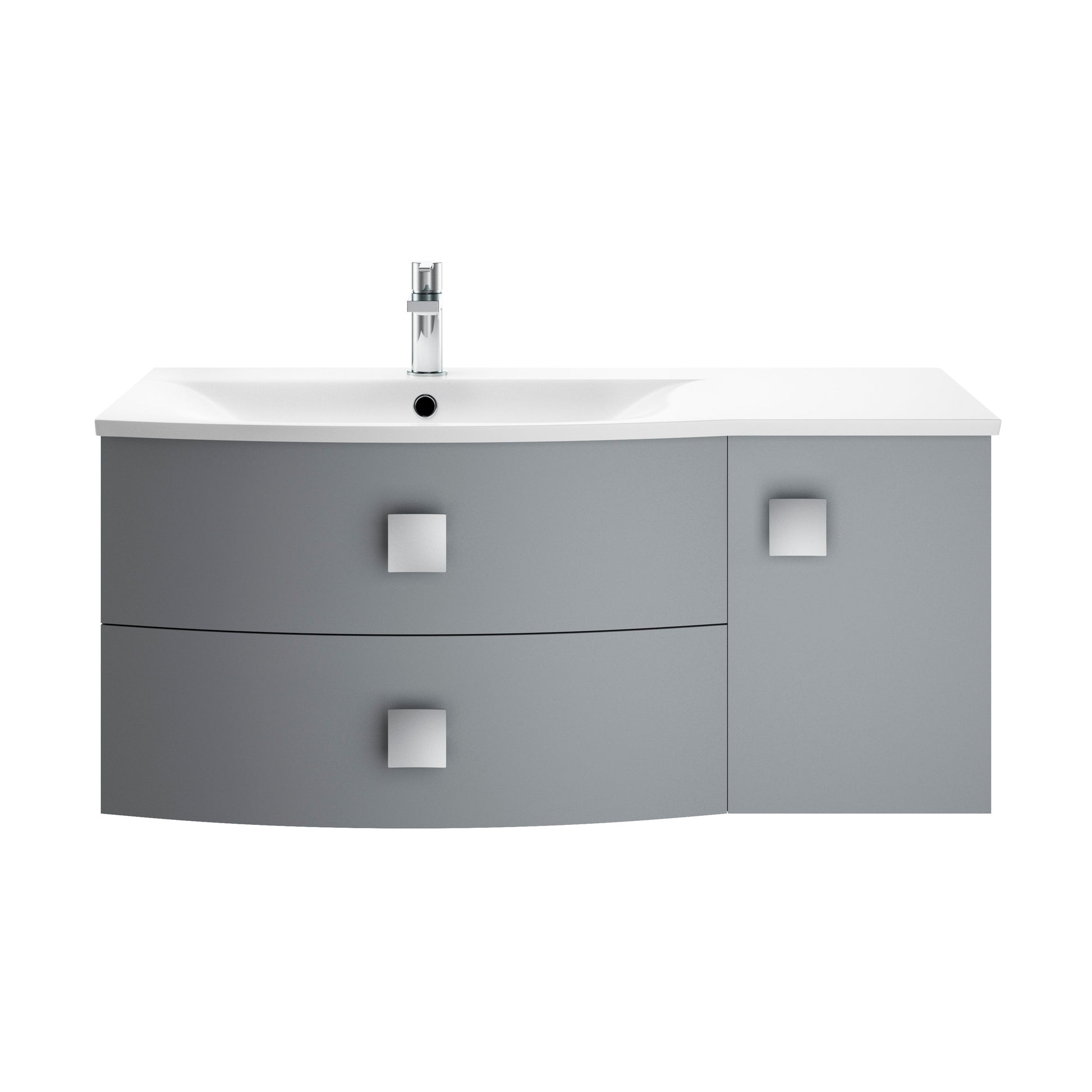 Hudson Reed Sarenna 1000mm Dove Grey Left Hand 2 Drawer 1 Door Wall Hung Vanity Unit with Basin