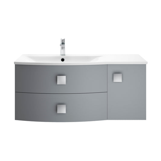 Hudson Reed Sarenna 1000mm Dove Grey Left Hand 2 Drawer 1 Door Wall Hung Vanity Unit with Basin
