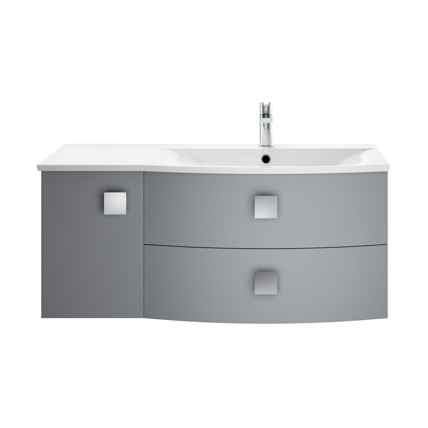 Hudson Reed Sarenna 1000mm Dove Grey Wall Hung Right Hand 2 Drawer 1 Door Vanity Unit with Polymarble Basin