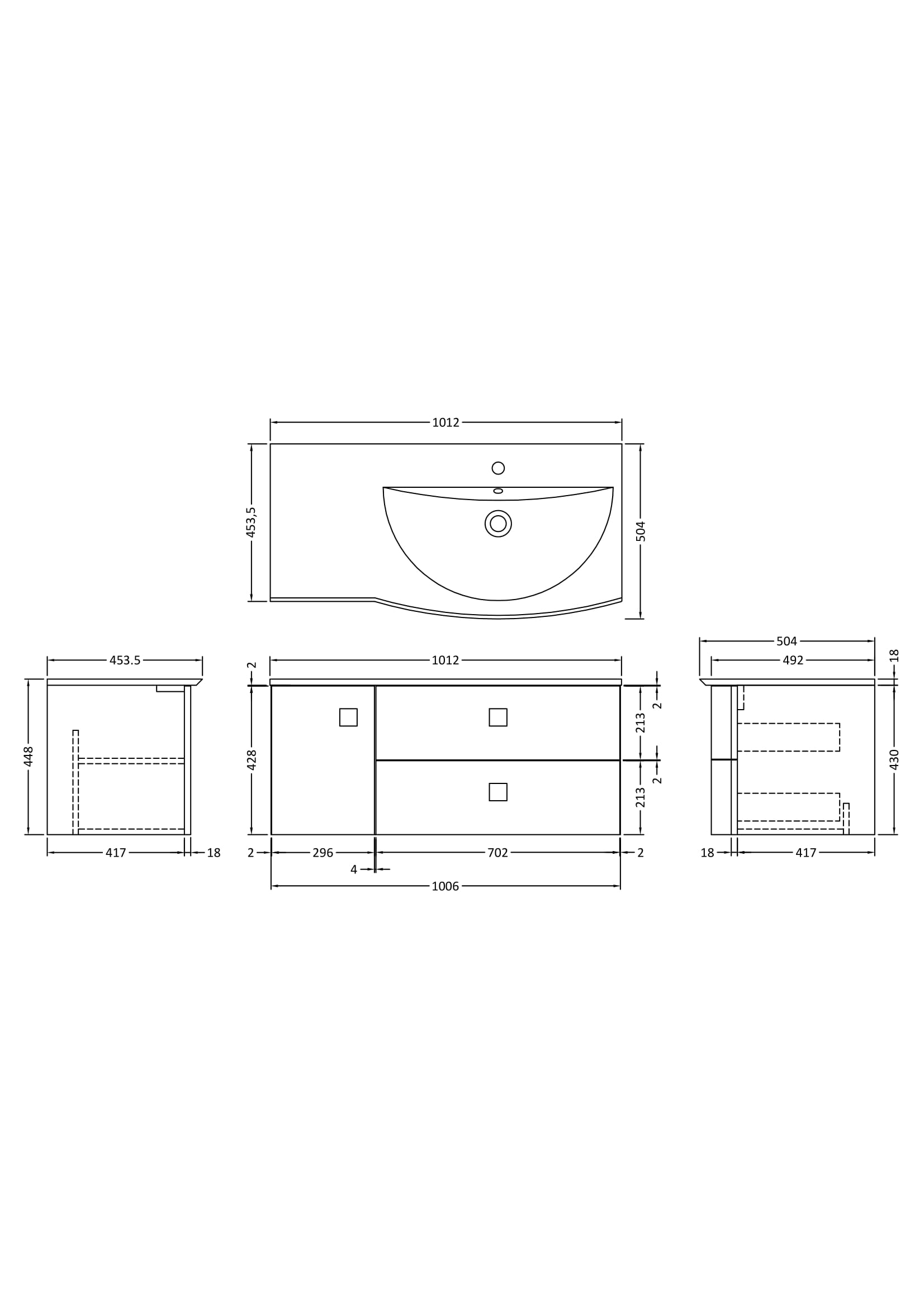 Hudson Reed Sarenna 1000mm Dove Grey Wall Hung Right Hand 2 Drawer 1 Door Vanity Unit with Polymarble Basin