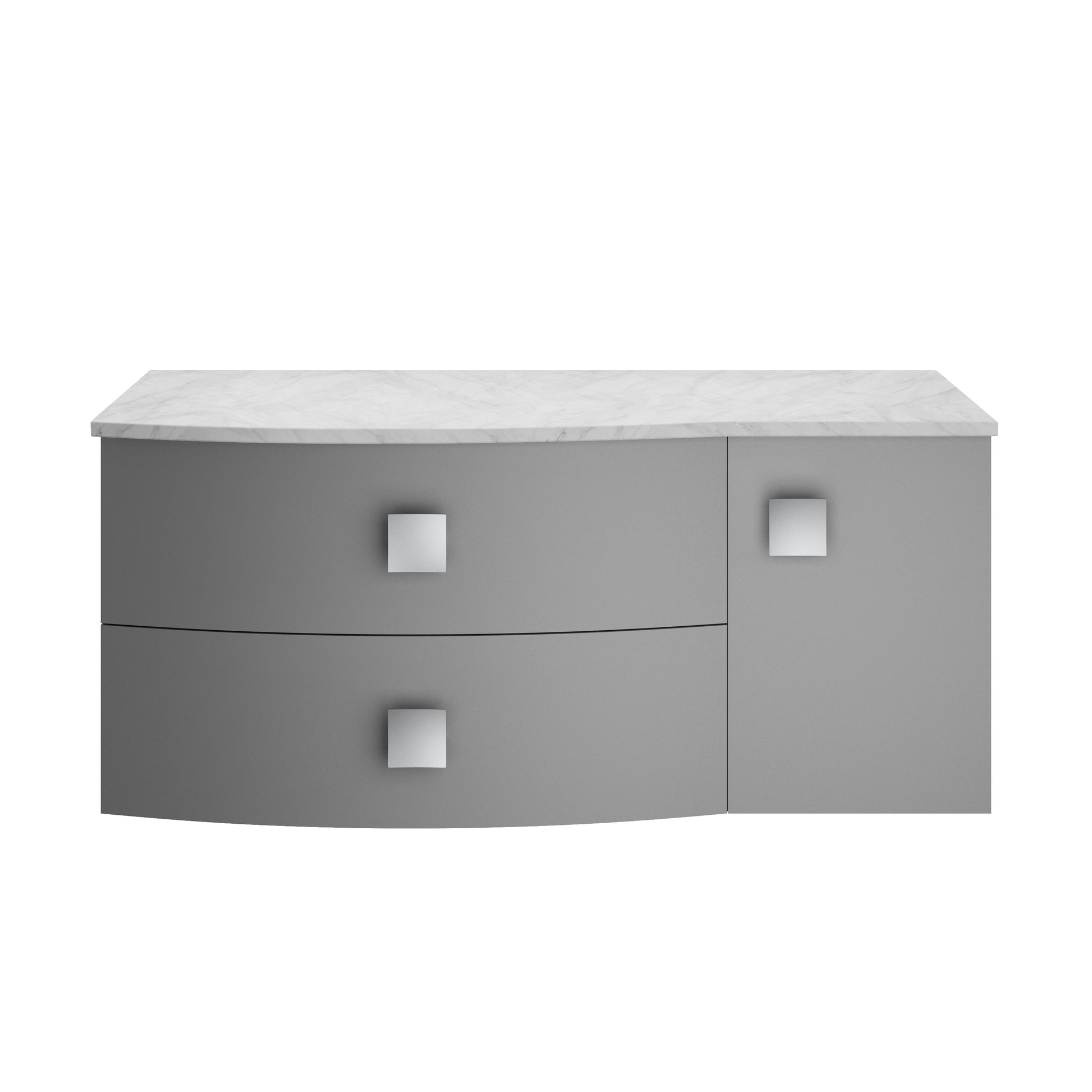 Hudson Reed Sarenna 1000mm Wall Hung Left Hand 2 Drawer 1 Door Vanity Unit With Grey Marble Top