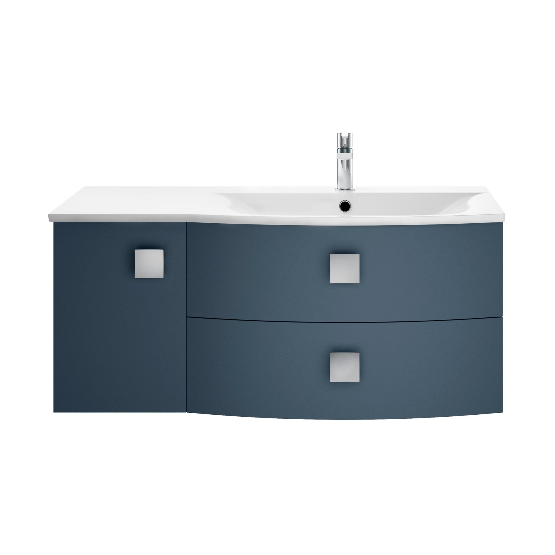 Hudson Reed Sarenna Right Hand 1000mm Wall Hung 2 Drawer 1 Door Vanity Unit with Polymarble Basin