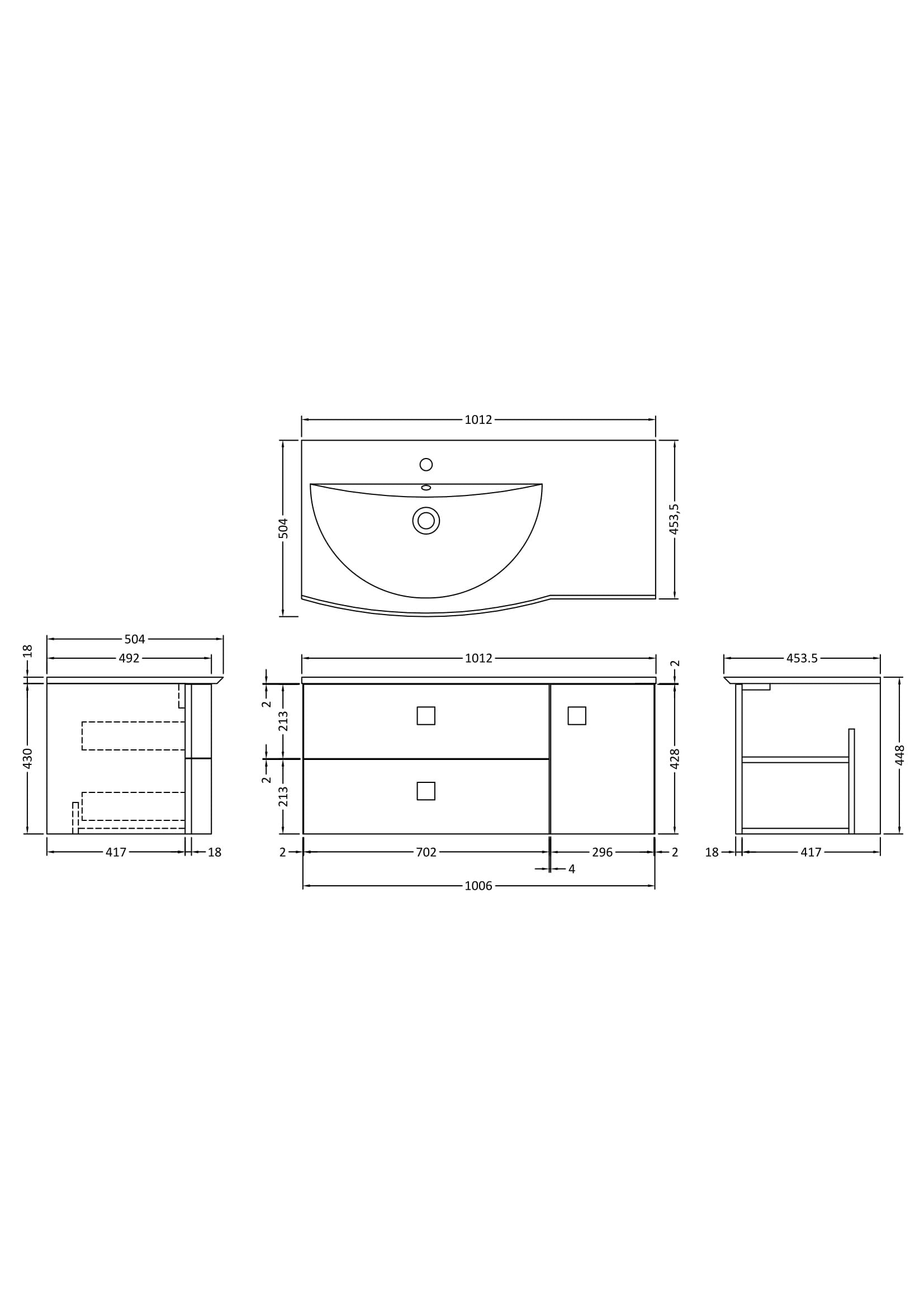 Hudson Reed Sarenna 1000mm Left Hand 2 Drawer 1 Door Hunter Green Wall Hung Vanity Unit With Basin