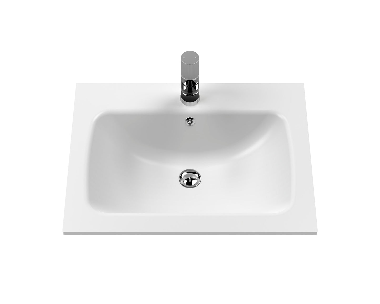 Bexley Floor Standing 1 Drawer Vanity & 1 Tap Hole Stone Basin, 600mm - Pure White