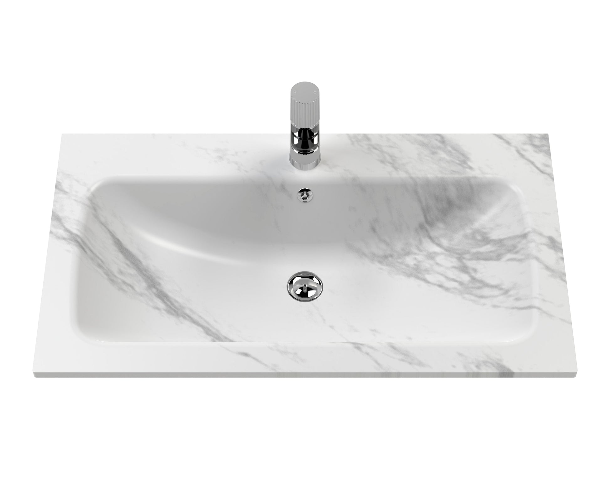 Bexley Floor Standing 1 Drawer Vanity & 1 Tap Hole Stone Basin, 800mm - Pure White