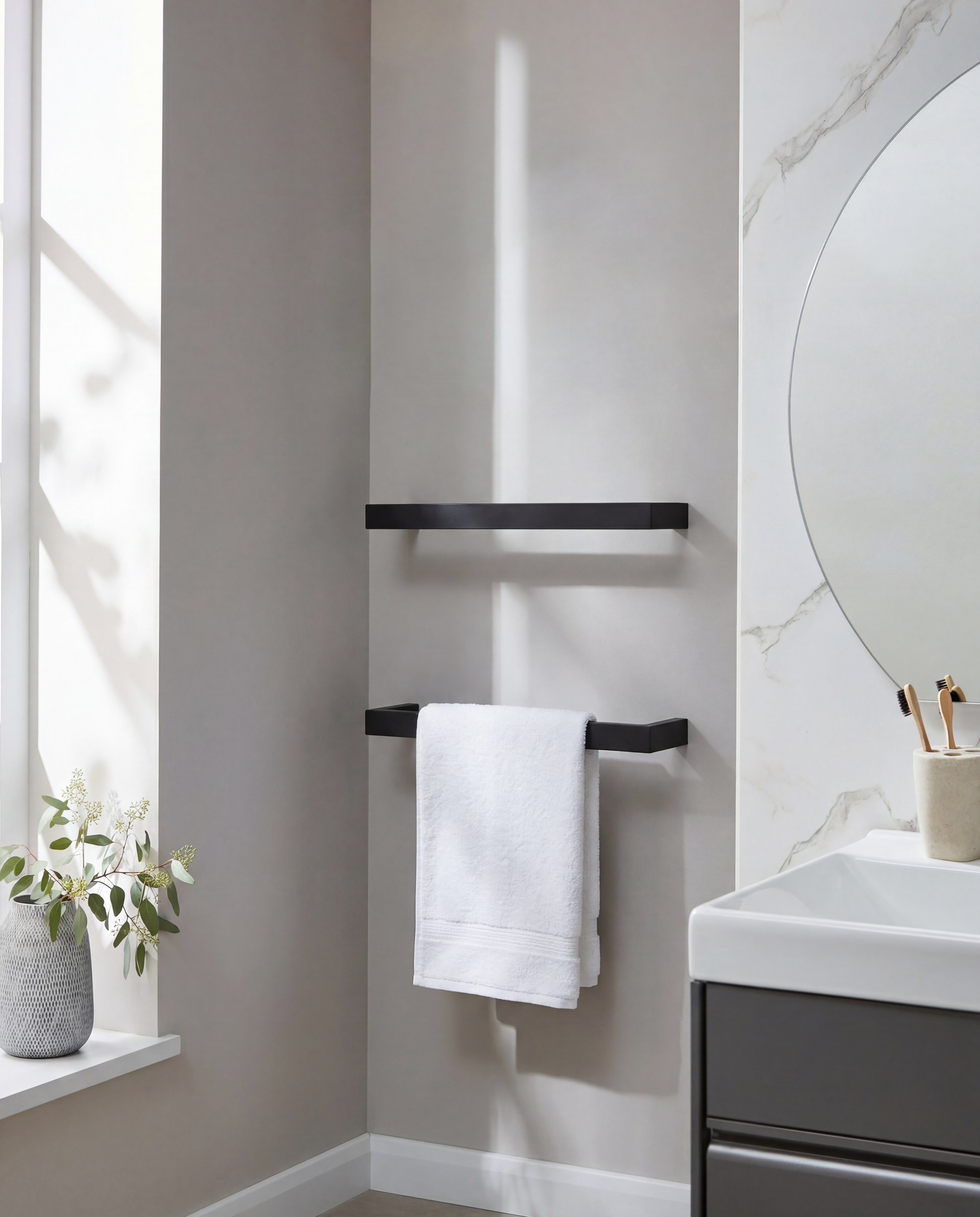 Singola Dry Electric Towel Rail 450mm - Black