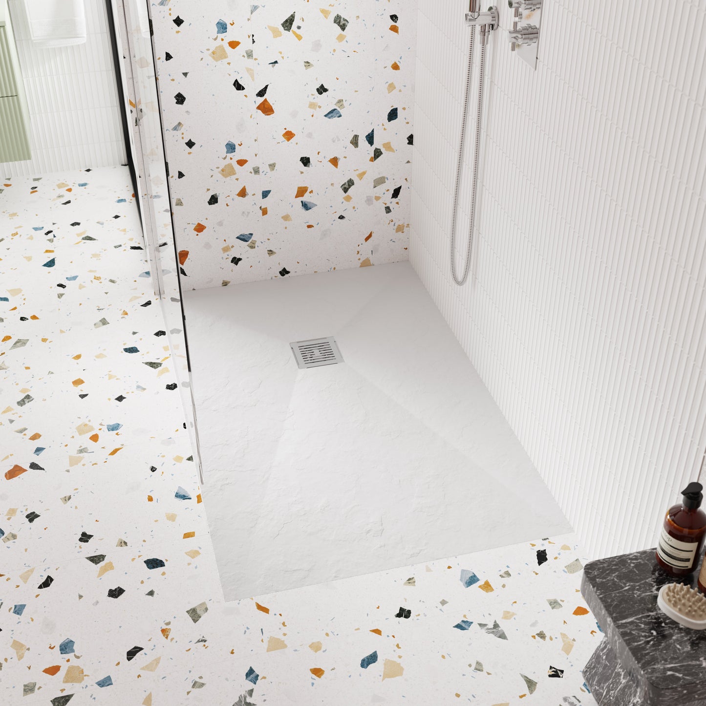 Square Shower Waste With Chrome Top