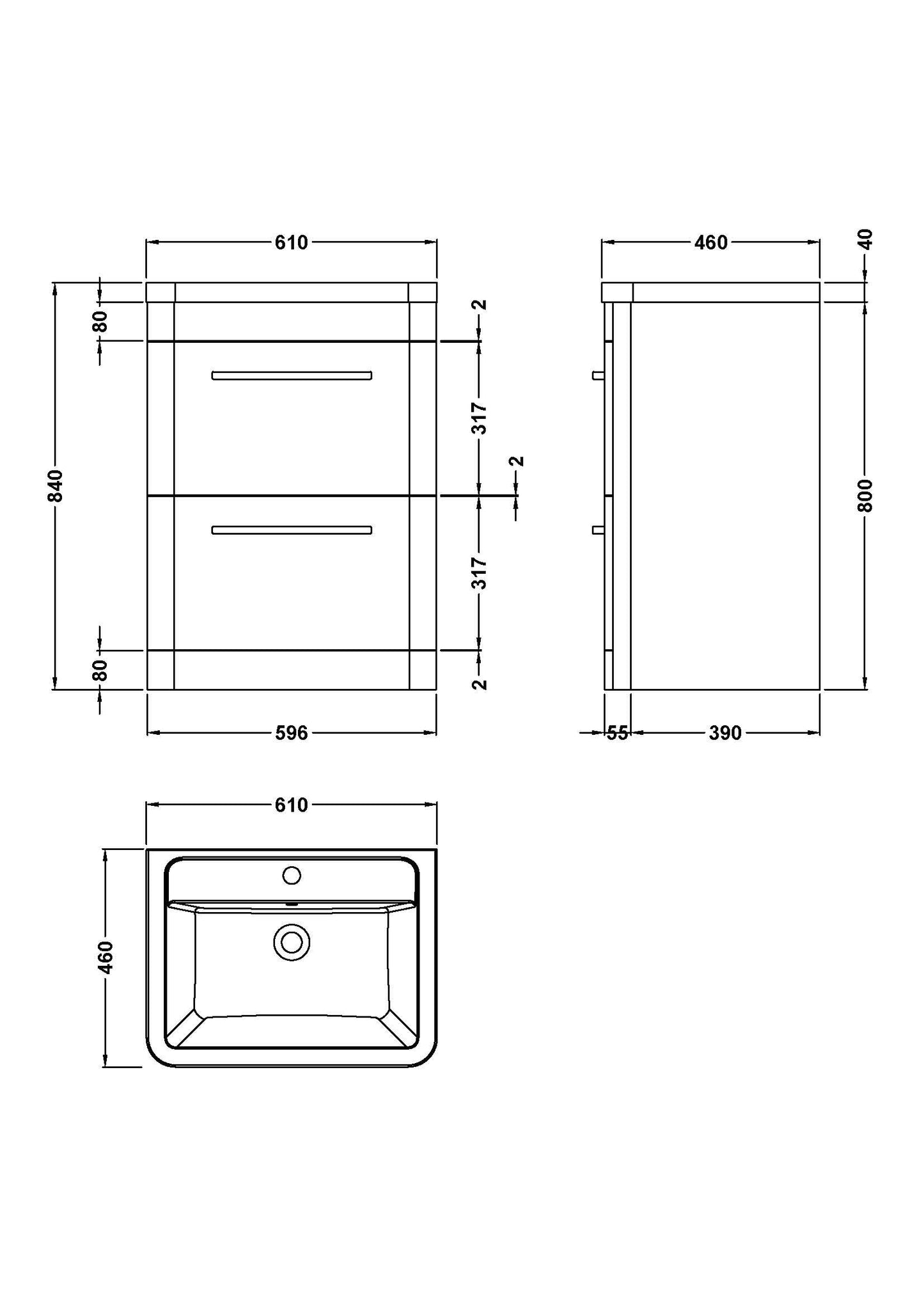 Hudson Reed Solar 600mm Floor Standing Vanity Unit With Ceramic Basin