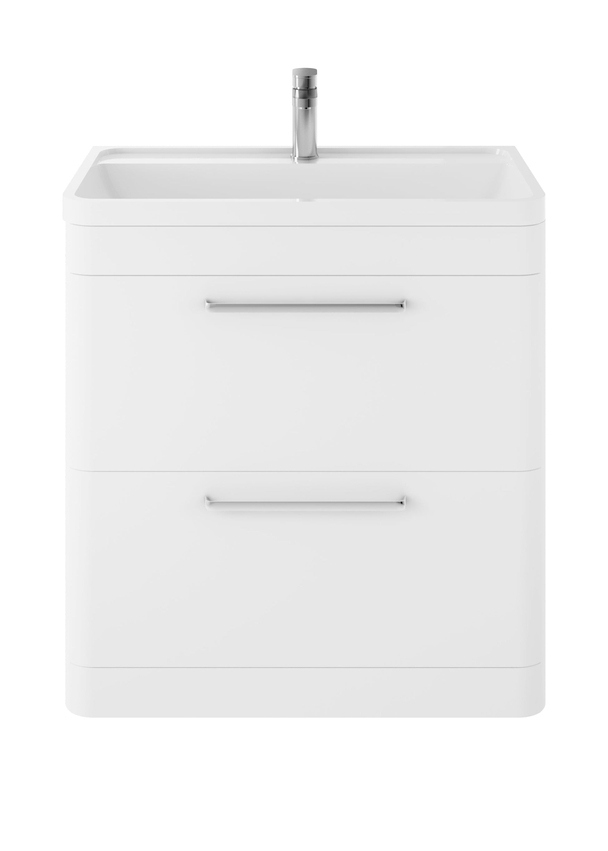 Hudson Reed Solar 800mm Pure White Floor Standing 2 Drawer Vanity Unit With Polymarble Basin