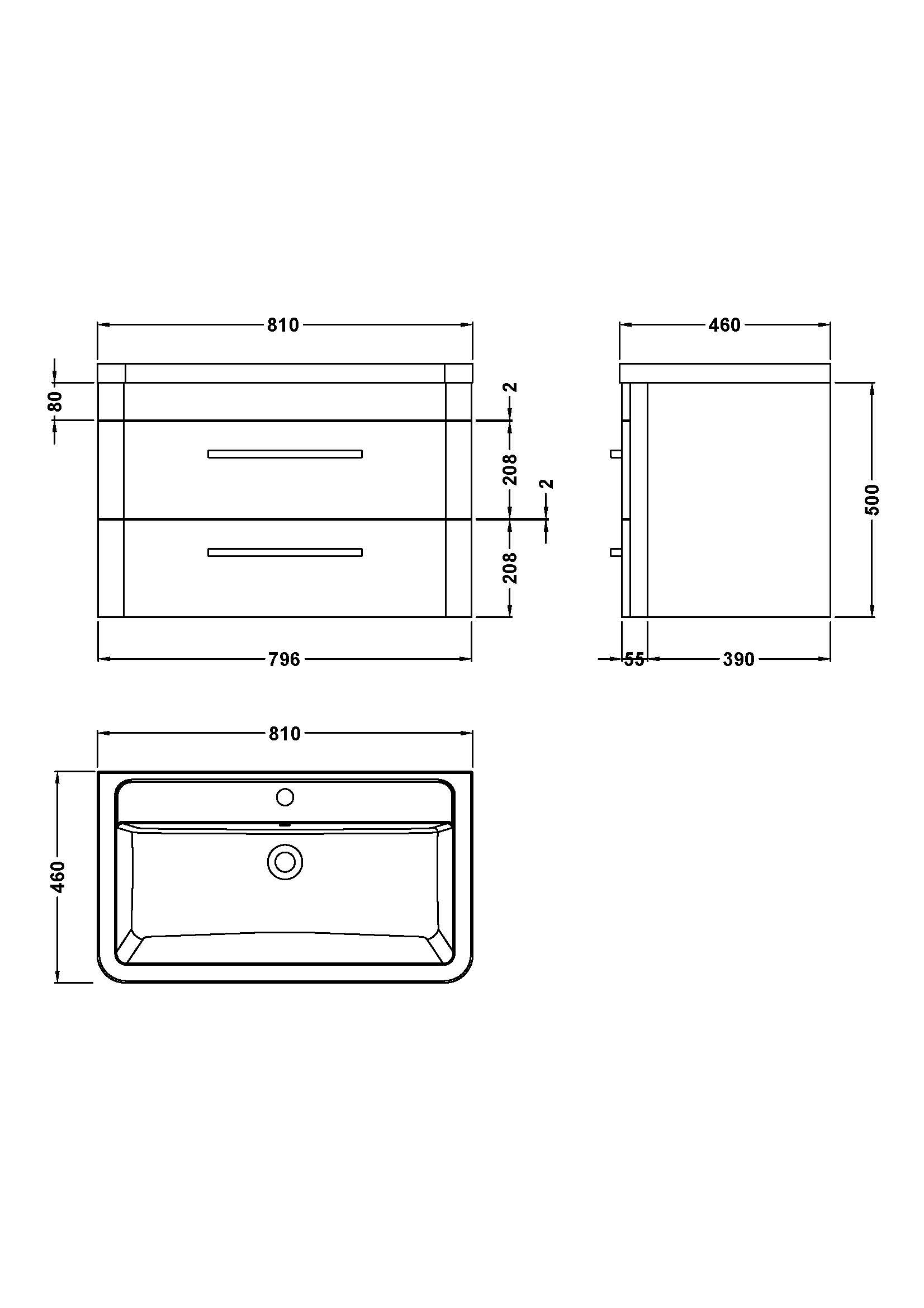 Hudson Reed Solar 800mm Wall Hung Vanity Unit With Ceramic Basin