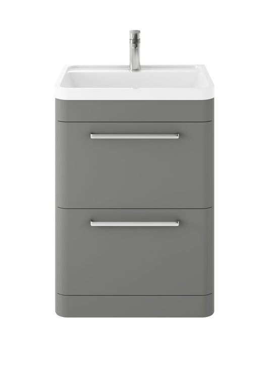 Hudson Reed Solar 600mm Floor Standing 2 Drawer Vanity Unit With Polymarble Basin