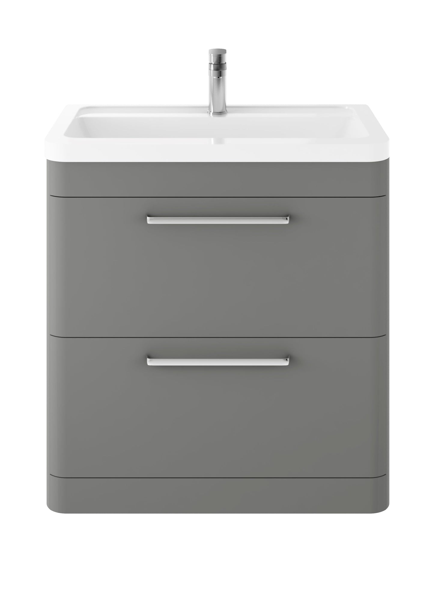 Hudson Reed Solar 800mm Cool Grey 2 Drawer Floor Standing Vanity Unit With Ceramic Basin