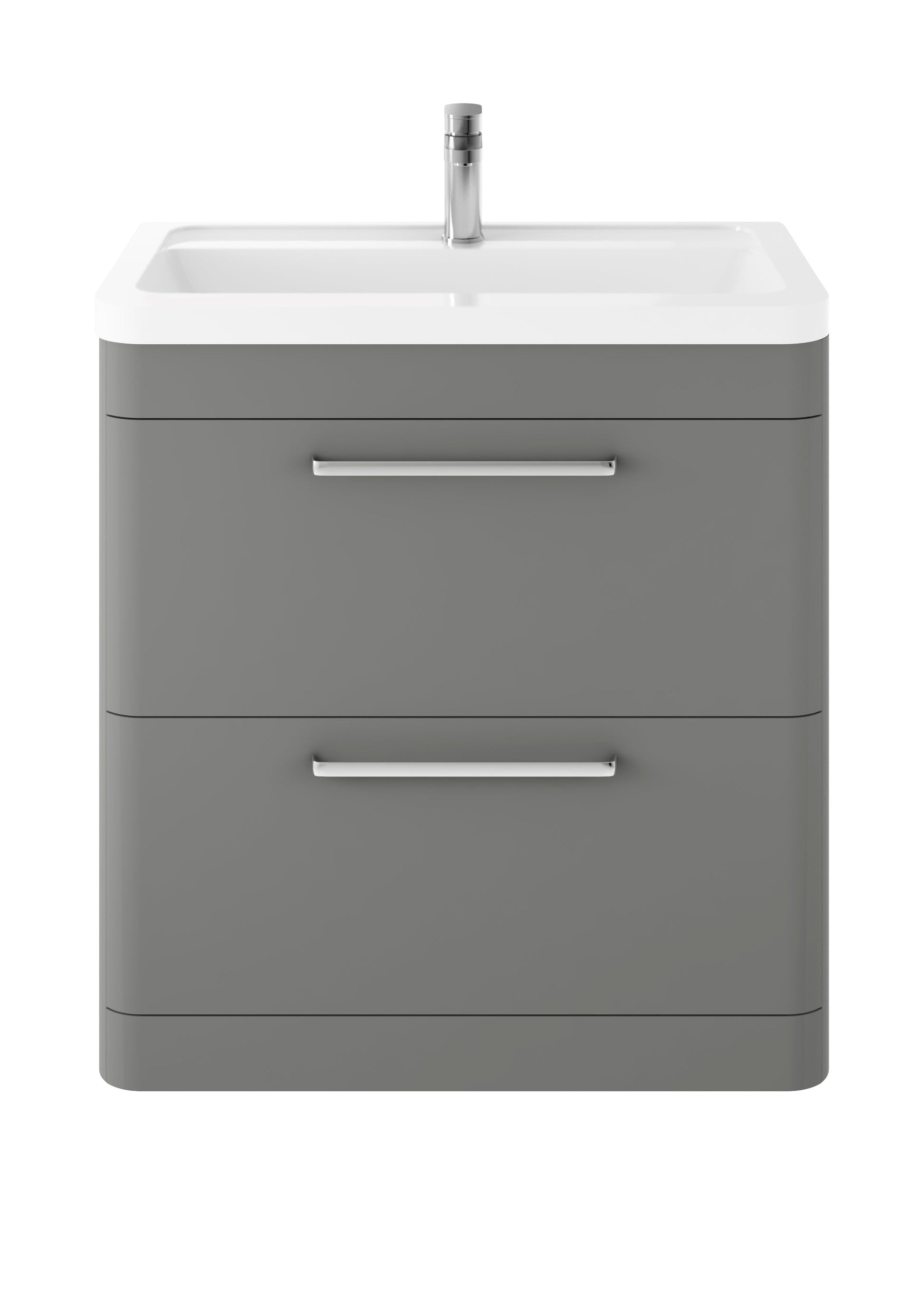 Hudson Reed Solar 800mm Cool Grey 2 Drawer Floor Standing Vanity Unit With Ceramic Basin