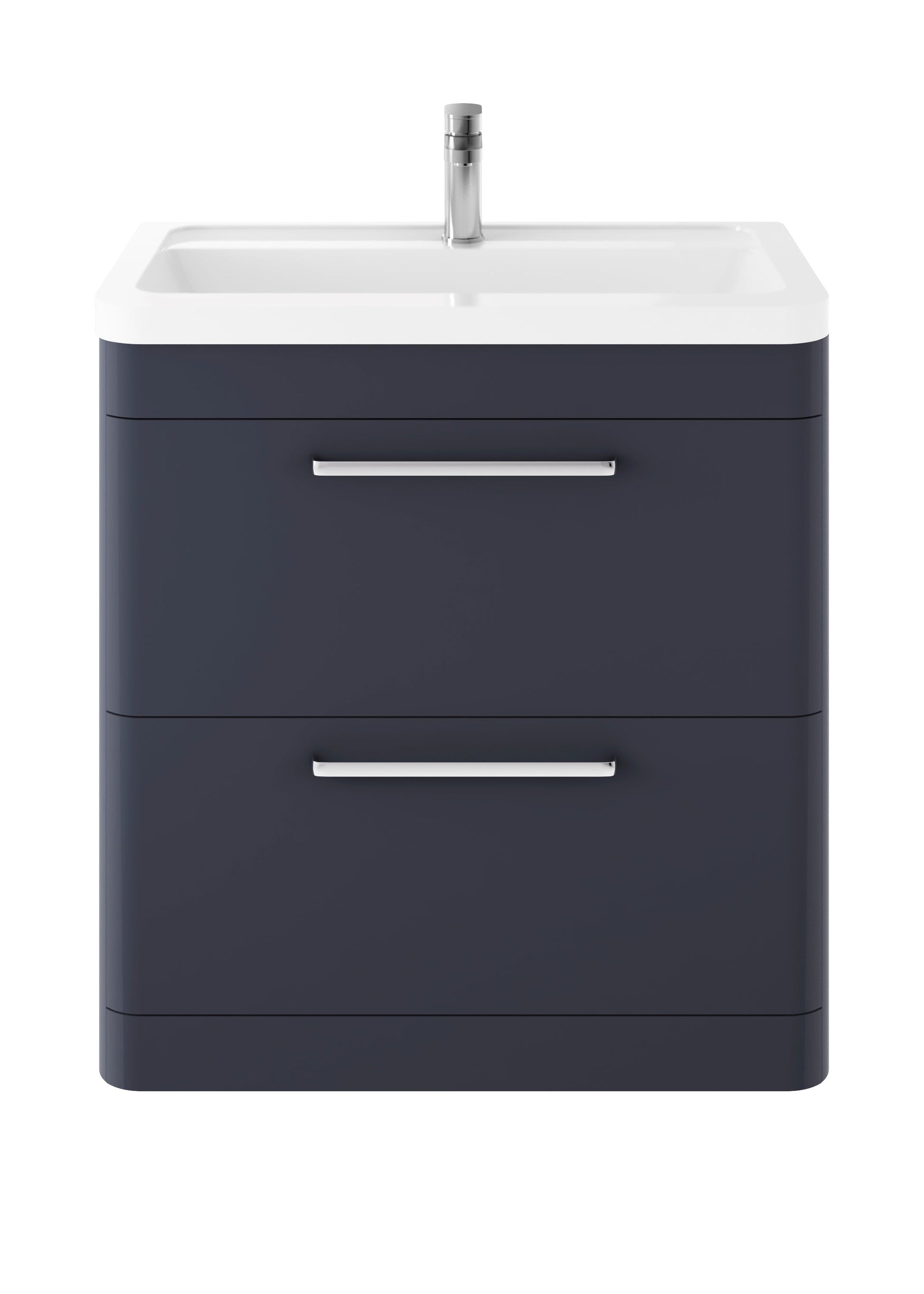 Hudson Reed Solar 800mm Indigo Blue Floor Standing 2 Drawer Vanity Unit With Ceramic Basin