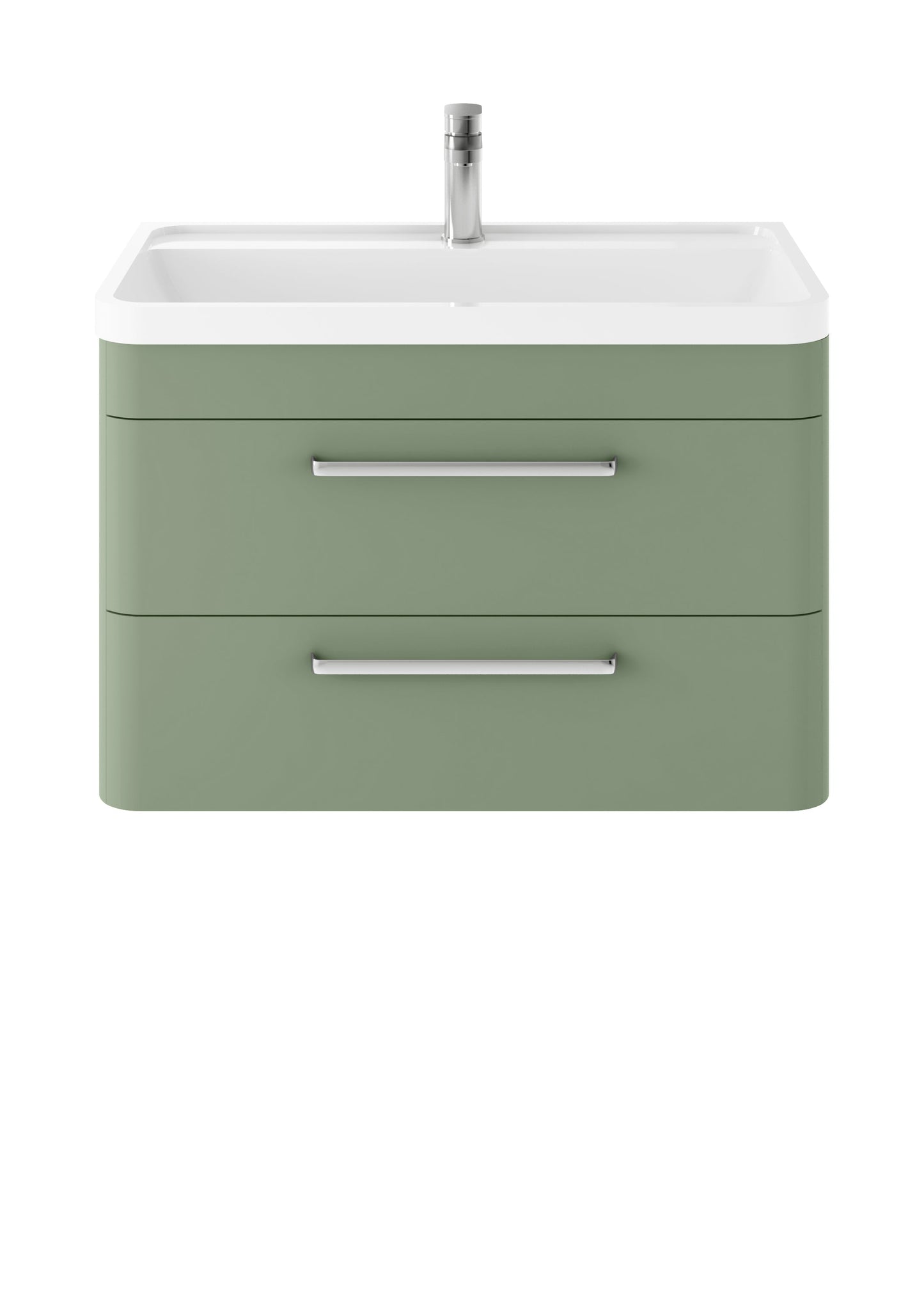 Hudson Reed Solar 800mm Fern Green Wall Hung 2-Drawer Vanity Unit With 1 Tap Hole Polymarble Basin