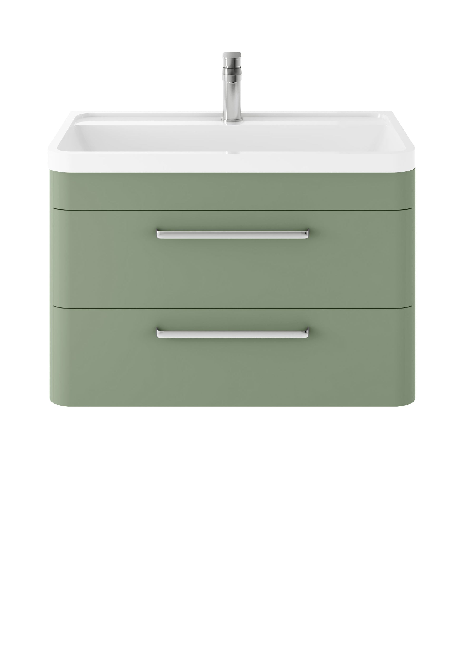 Hudson Reed Solar 800mm Fern Green Wall Hung 2-Drawer Vanity Unit With 1 Tap Hole Polymarble Basin