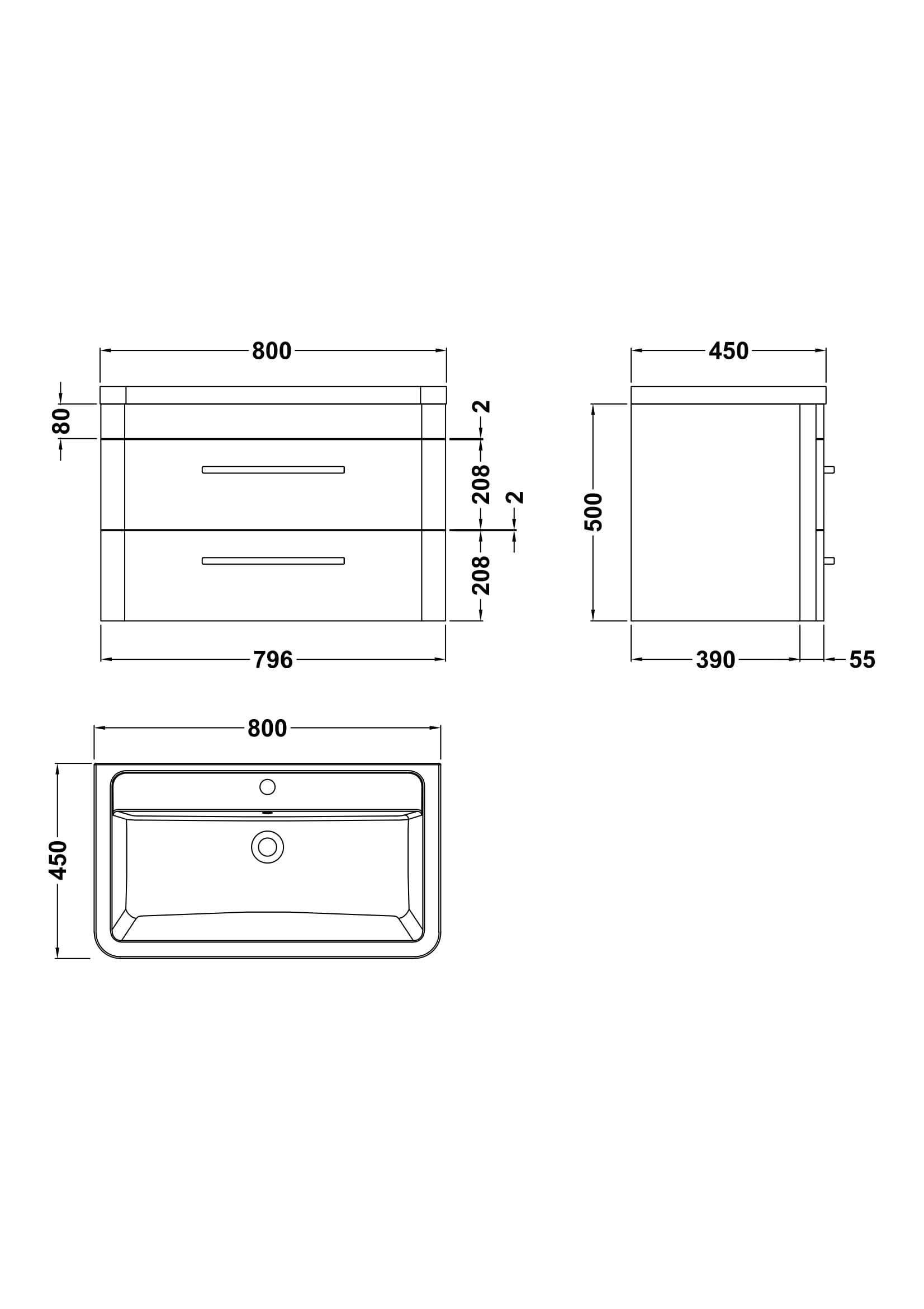 Hudson Reed Solar 800mm Fern Green Wall Hung 2-Drawer Vanity Unit with Ceramic 1 Tap Hole Basin