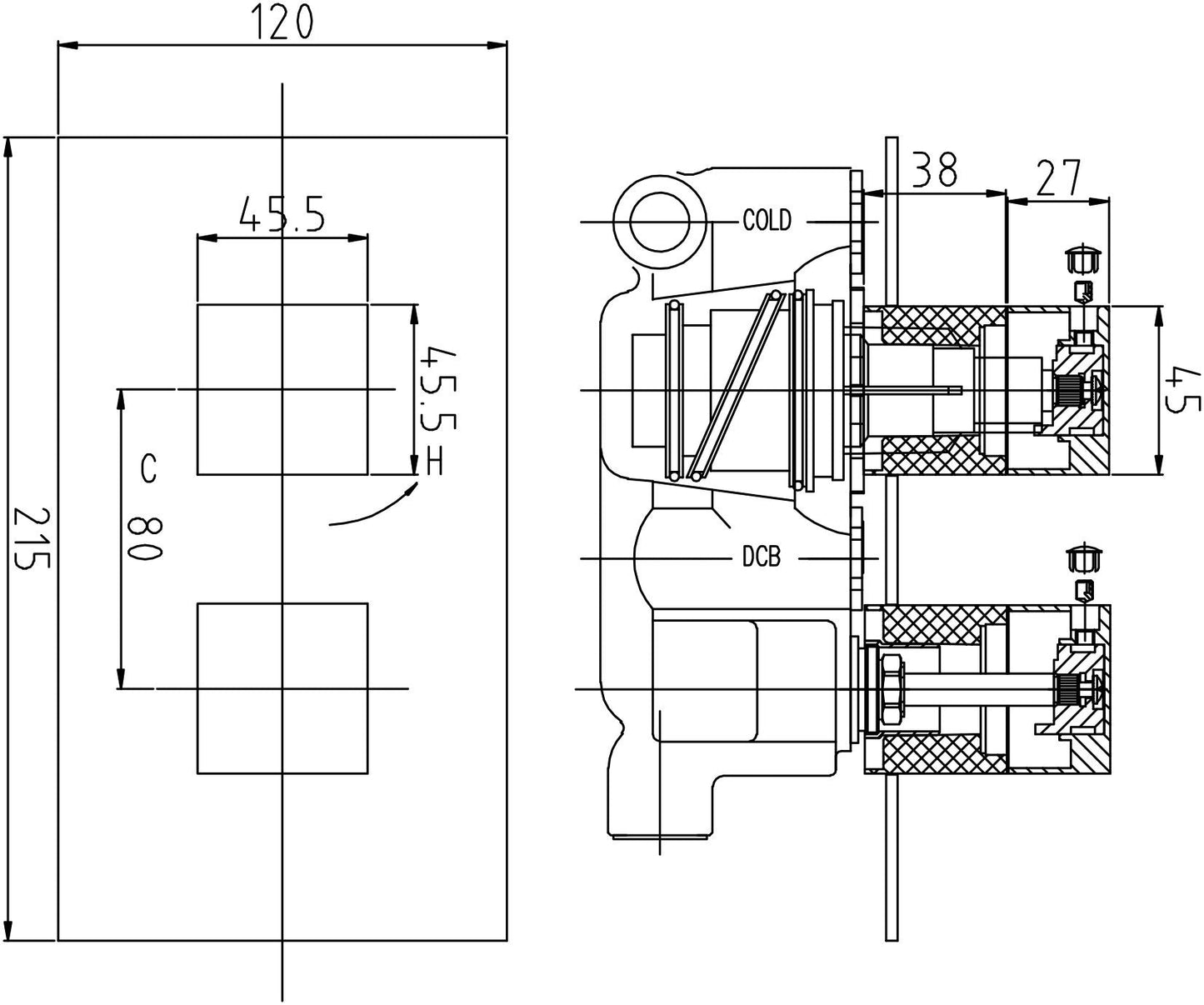 Lennox Twin Thermostatic Shower Valve