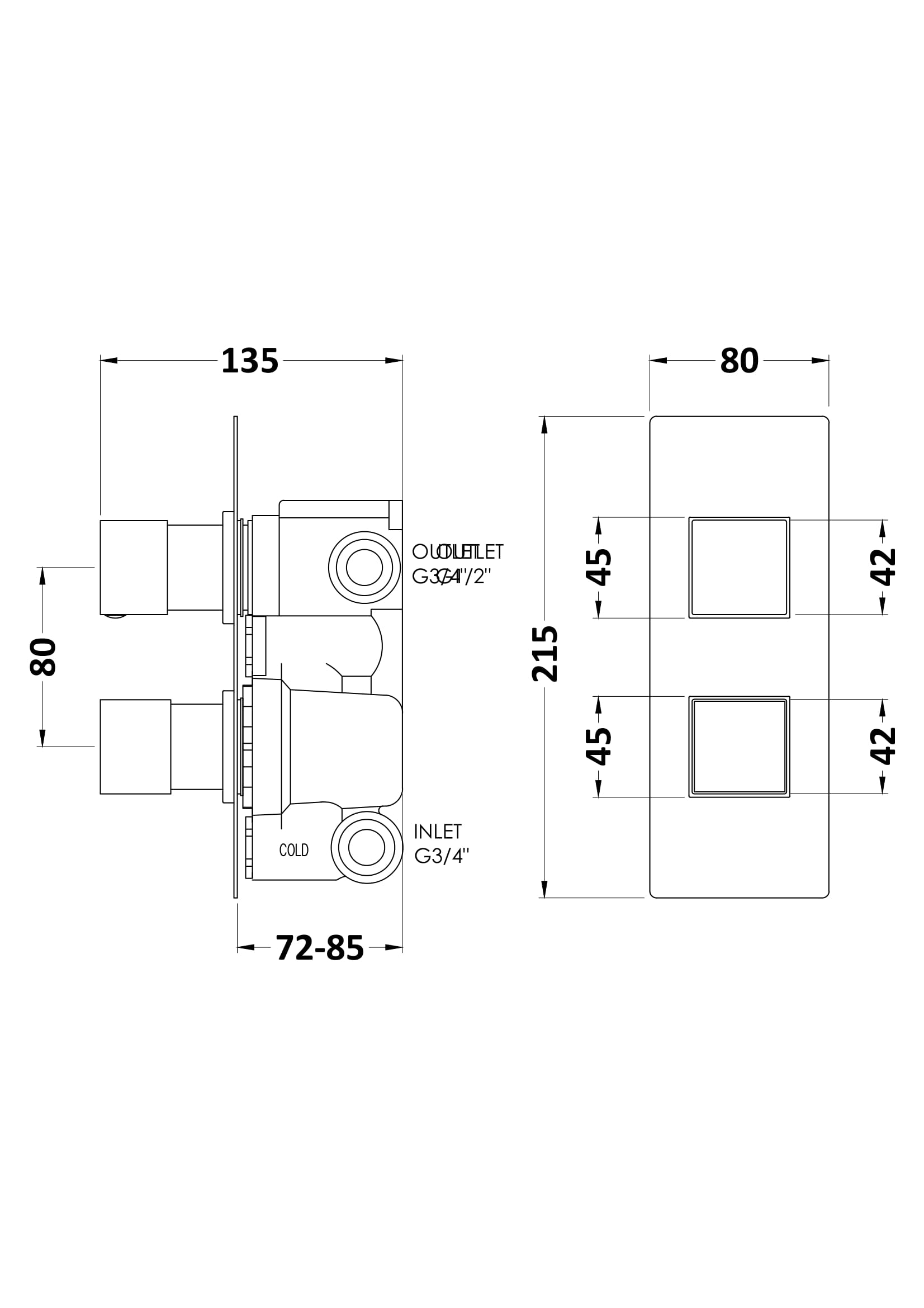 Square Valves Twin Valve with Diverter