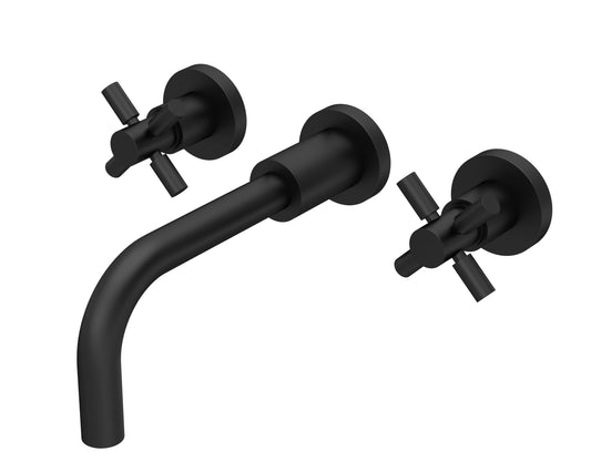 Tec Crosshead Wall Mounted Basin Mixer Matt Black