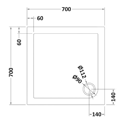 Square Slimline Shower Tray 700 x 700mm