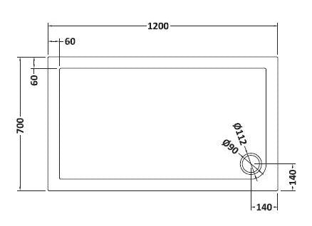 Rectangular Slimline Shower Tray 1200 x 700mm