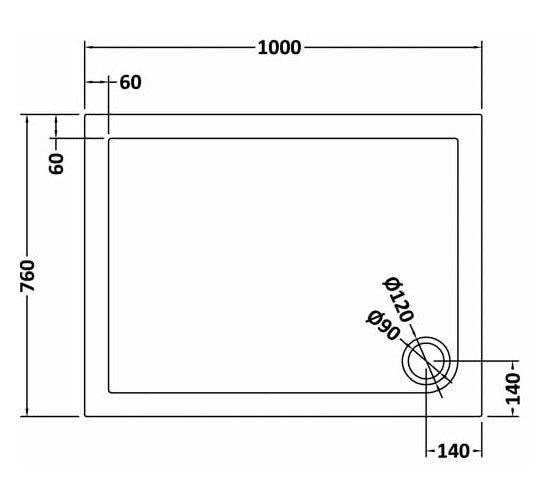 Rectangular Slimline Shower Tray 1000 x 760mm