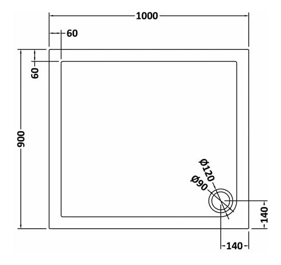 Rectangular Slimline Shower Tray 1000 x 900mm