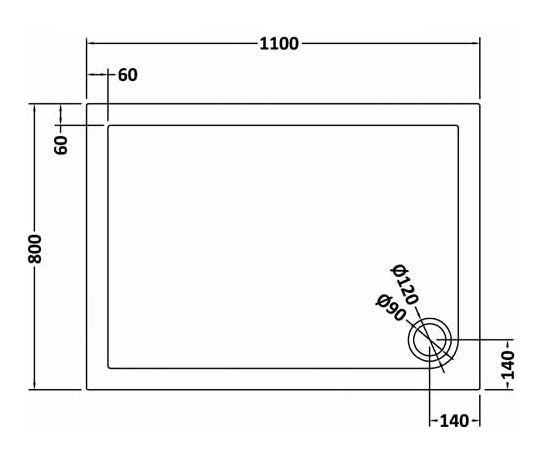Rectangular Slimline Shower Tray 1100 x 800mm