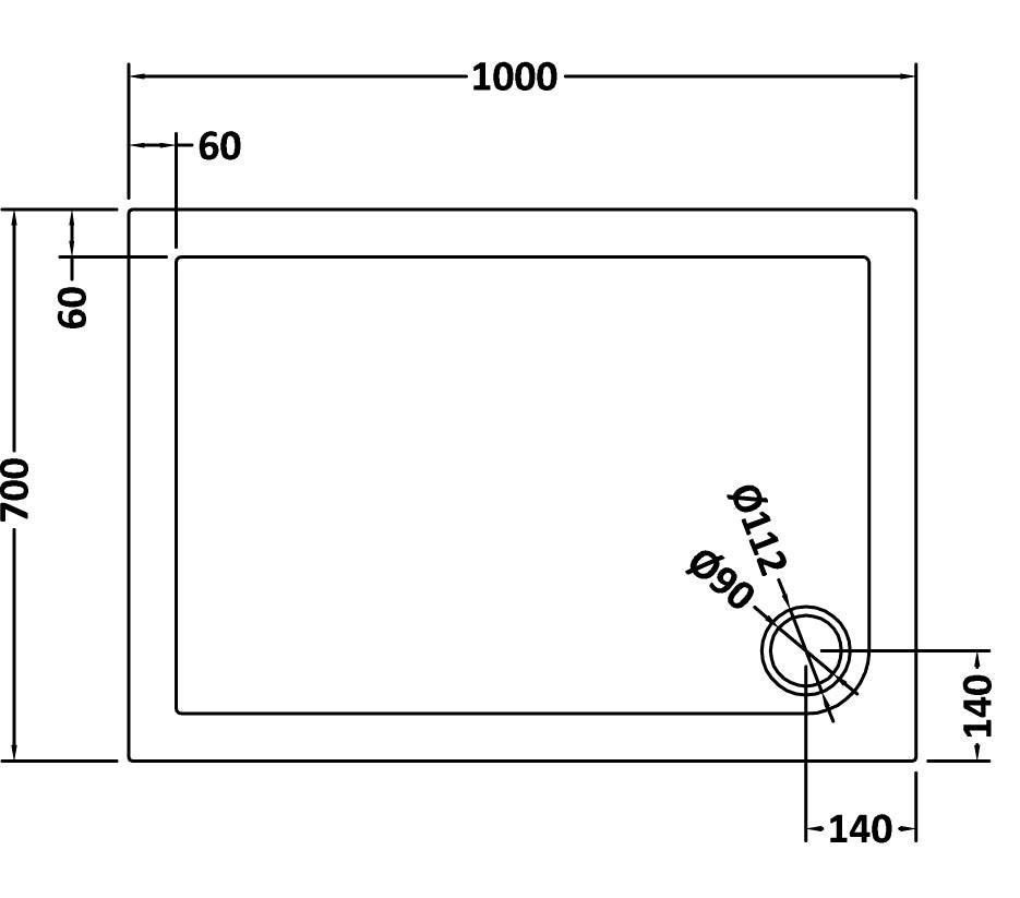 Rectangular Slimline Shower Tray 1000 x 700mm
