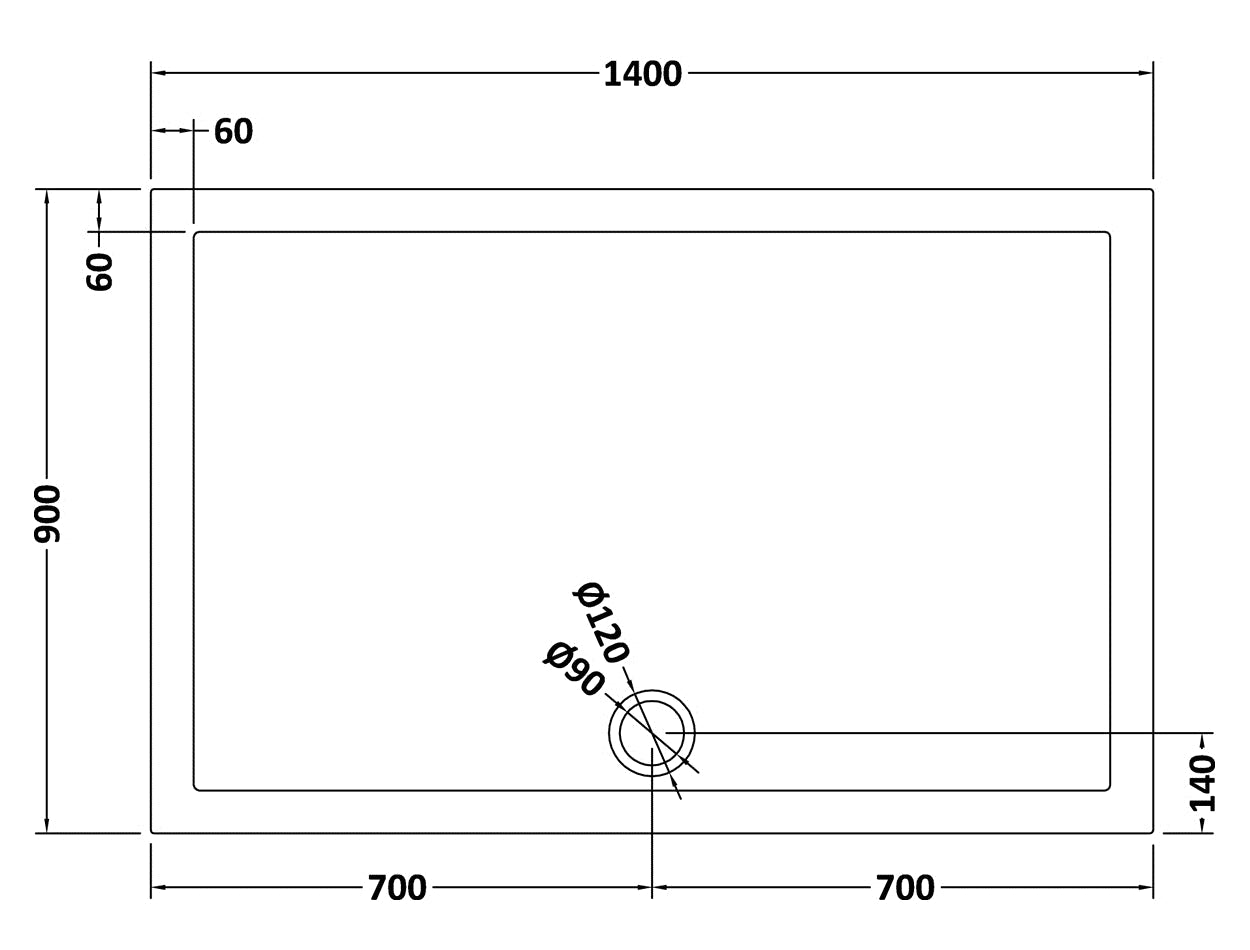 Rectangular Slimline Shower Tray 1400 x 900mm