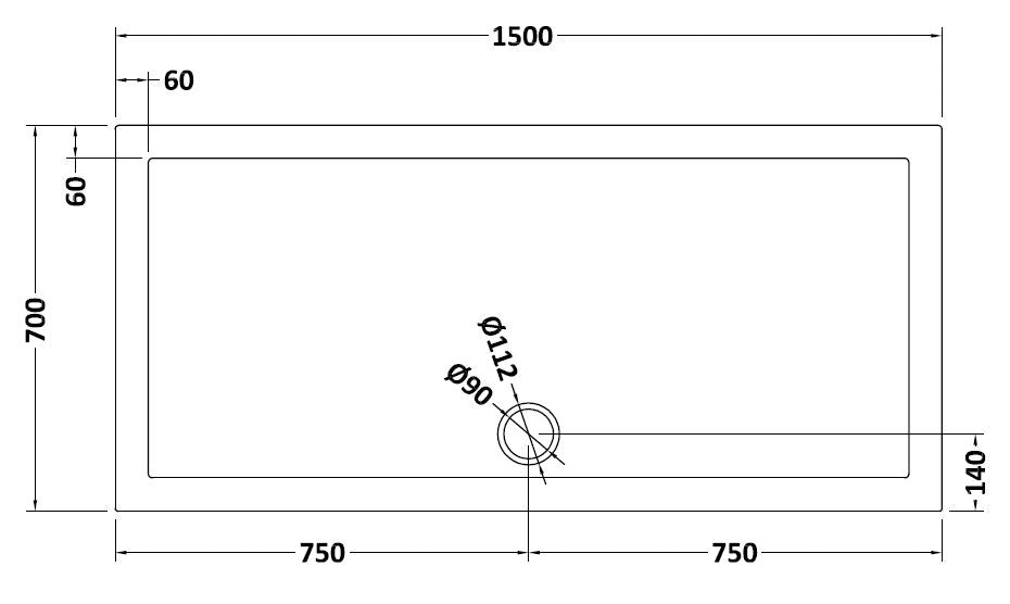 Rectangular Slimline Shower Tray 1500 x 700mm