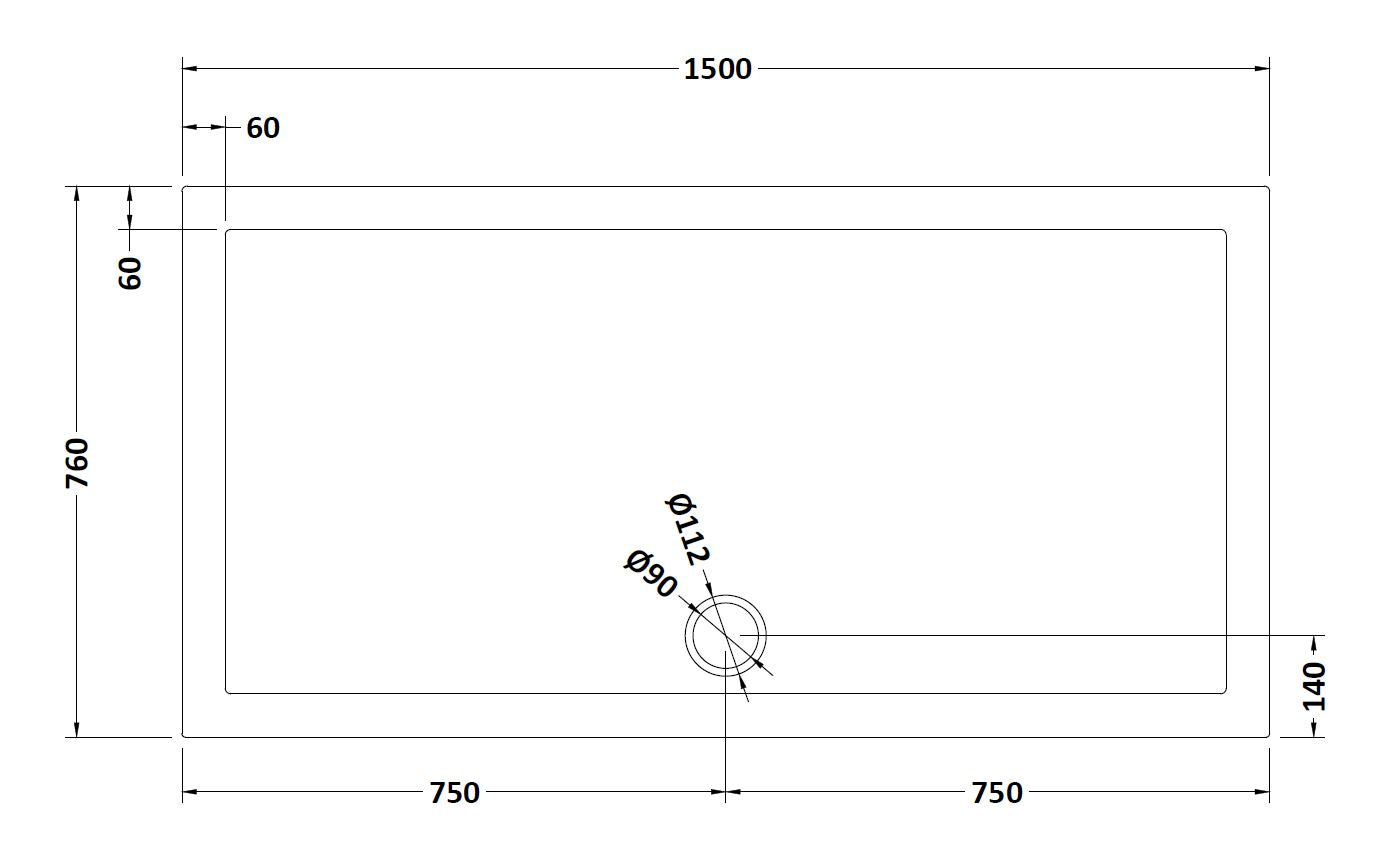 Rectangular Slimline Shower Tray 1500 x 760mm