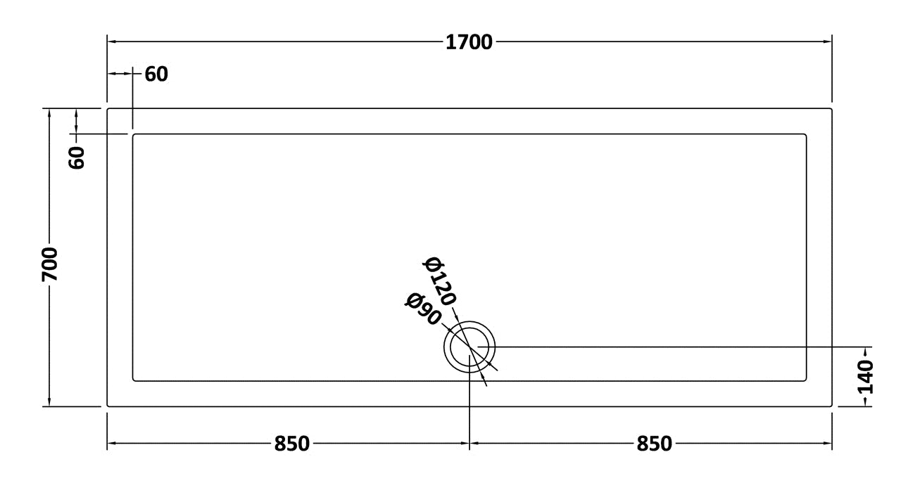 Rectangular Slimline Shower Tray 1700 x 700mm