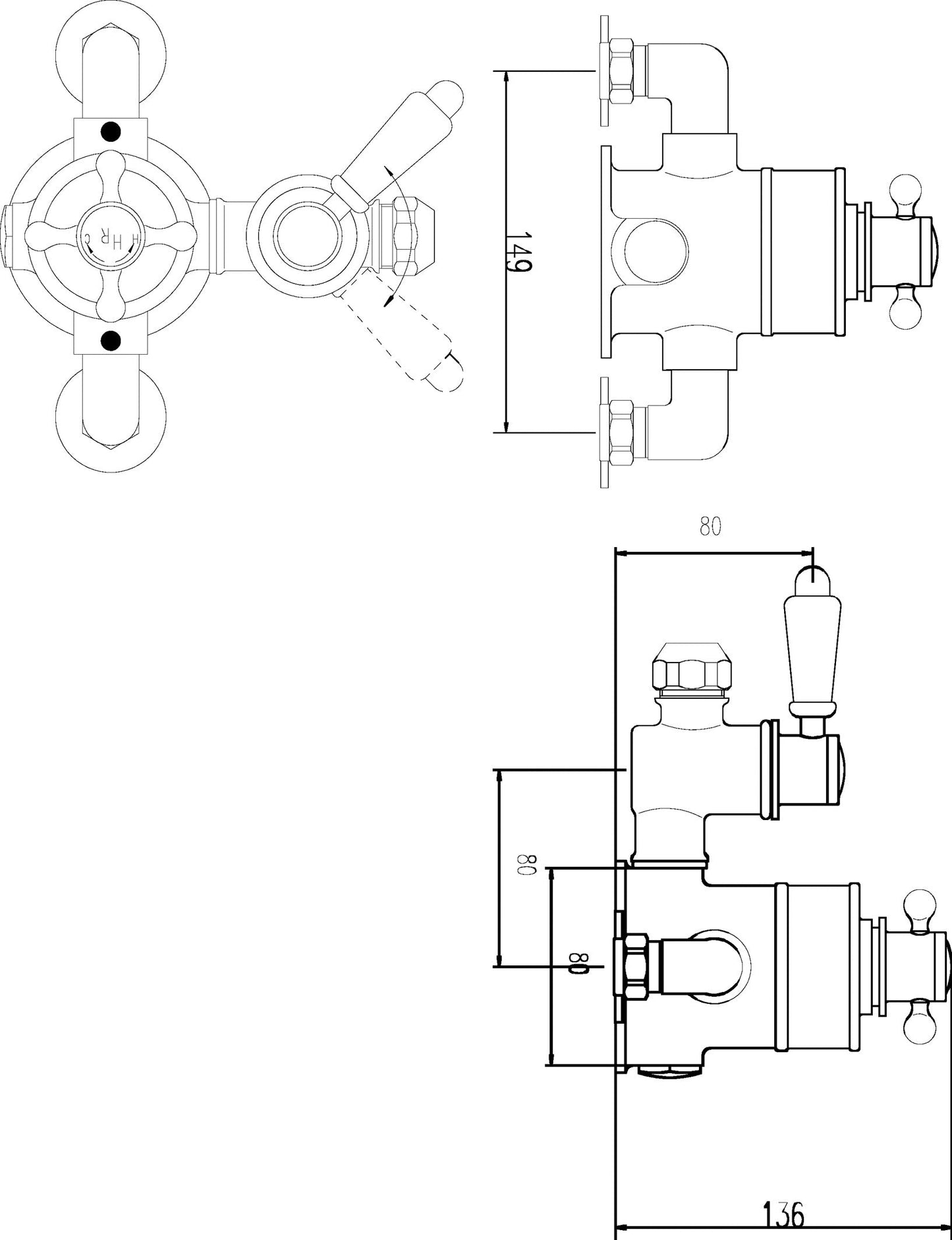White Topaz Twin Thermostatic Shower Valve