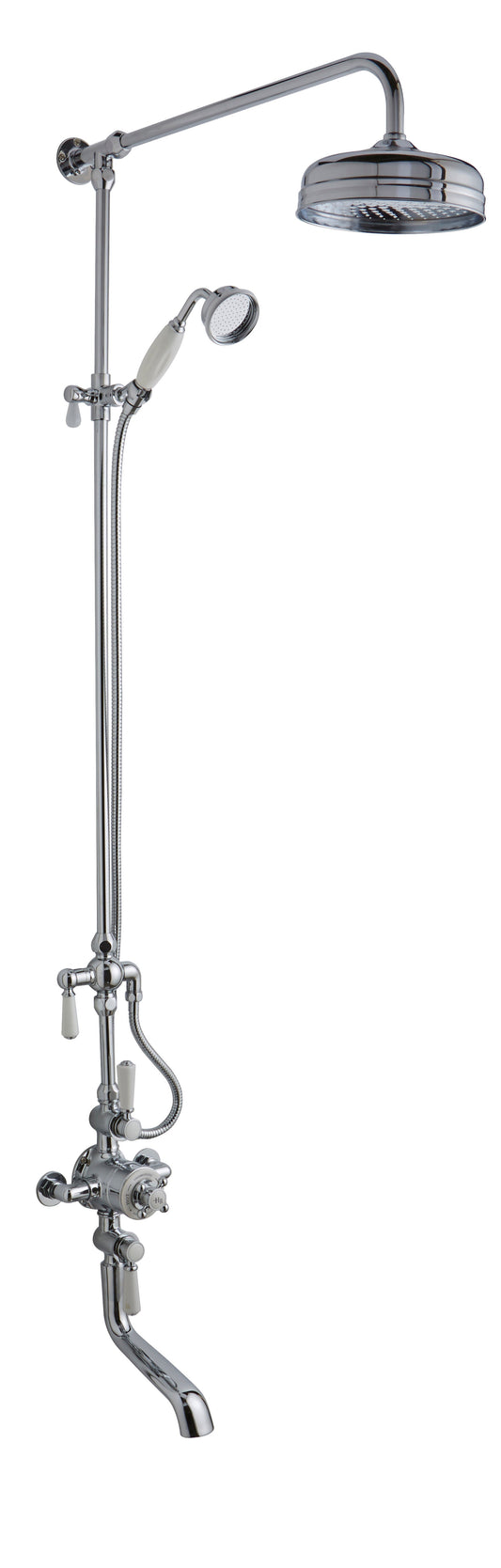 White Topaz Triple Thermostatic Shower Valve With Rigid Riser