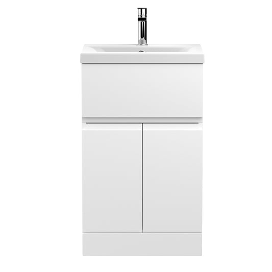 Hudson Reed Urban 500mm Satin White Floor Standing 2 Door 1 Drawer Vanity Unit With Basin
