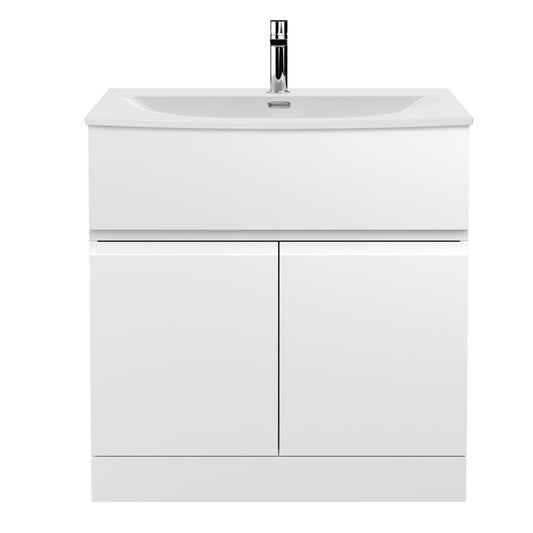 Hudson Reed Urban 800mm Satin White Floor Standing 2 Door Vanity Unit With Curved Basin