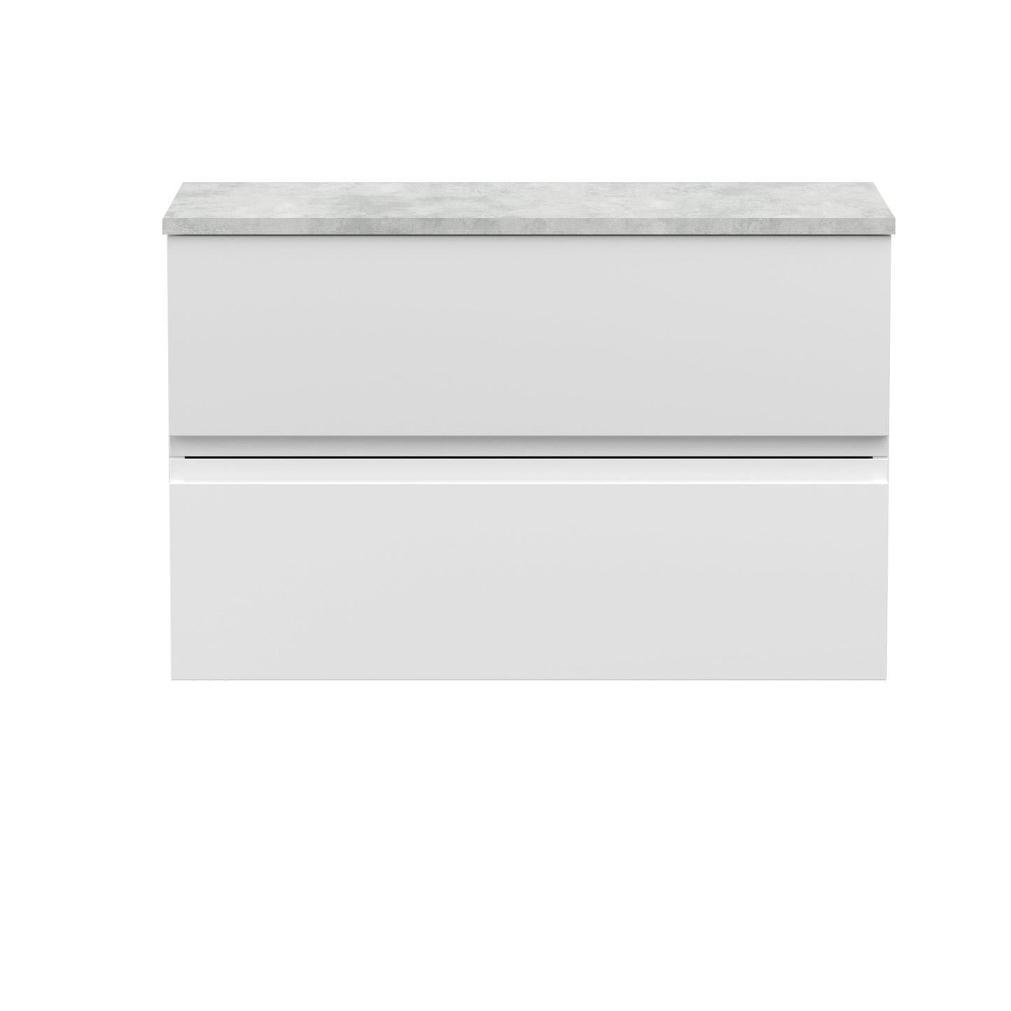 Hudson Reed Urban 800mm Satin White Wall Hung 2 Drawer Vanity Unit With Laminate Worktop