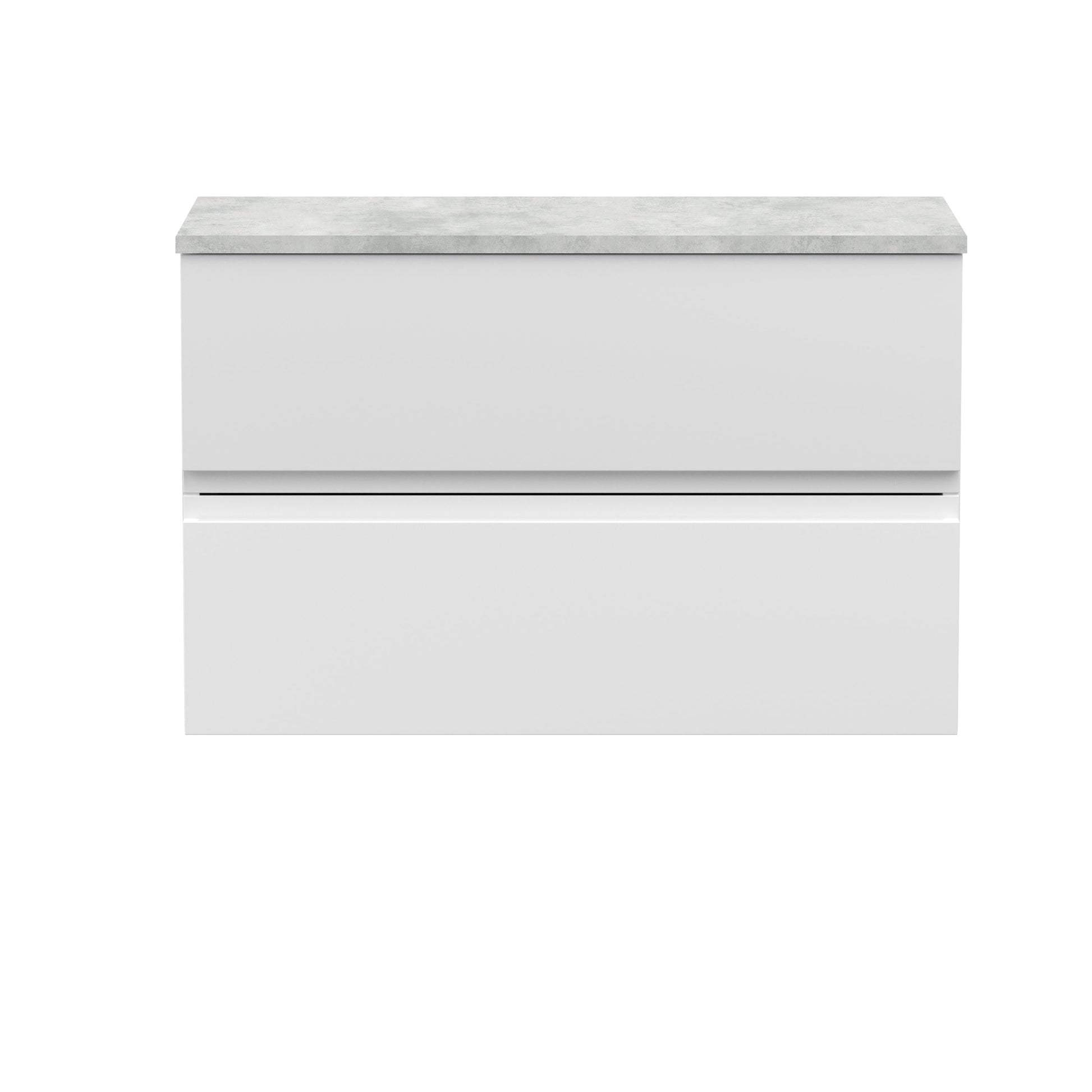 Hudson Reed Urban 800mm Satin White Wall Hung 2 Drawer Vanity Unit With Laminate Worktop