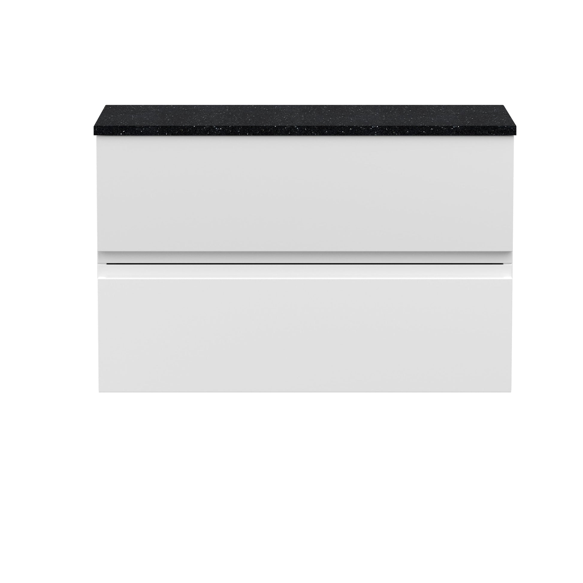 Hudson Reed Urban 800mm Satin White Wall Hung 2 Drawer Vanity Unit With Laminate Worktop
