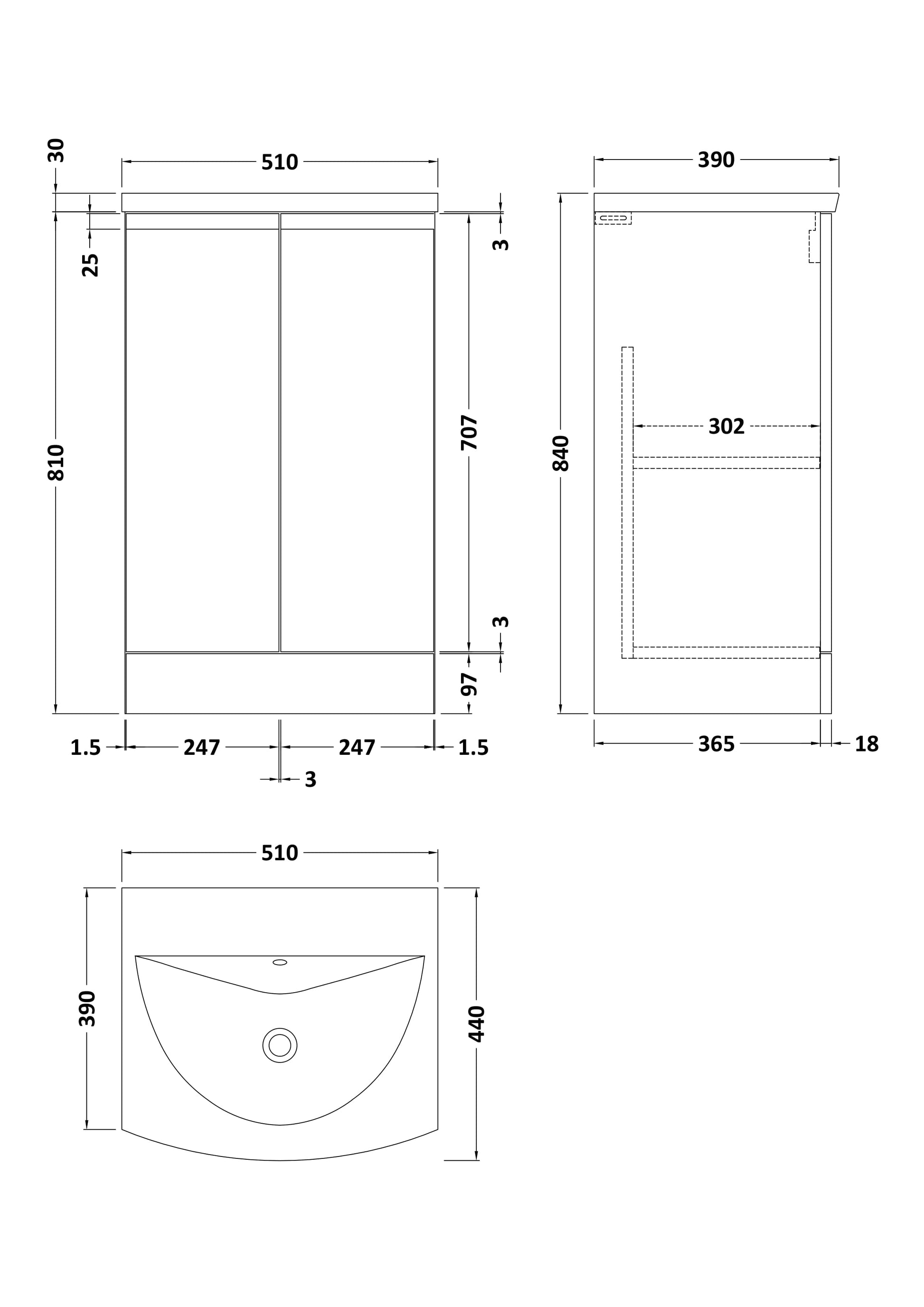 Hudson Reed Urban 500mm Floor Standing 2 Door Vanity Unit with Basin