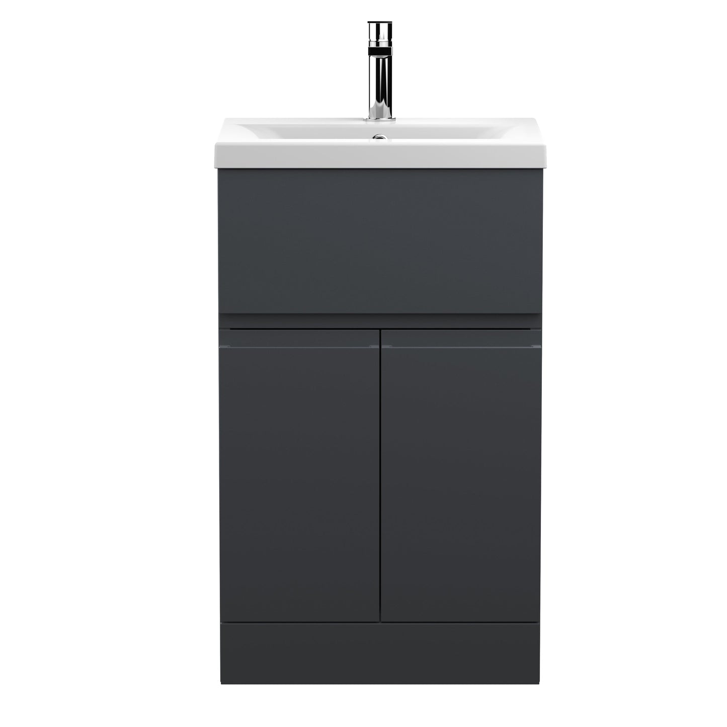 Hudson Reed Urban 500mm Soft Black Floor Standing 2 Door 1 Drawer Vanity Unit with Basin