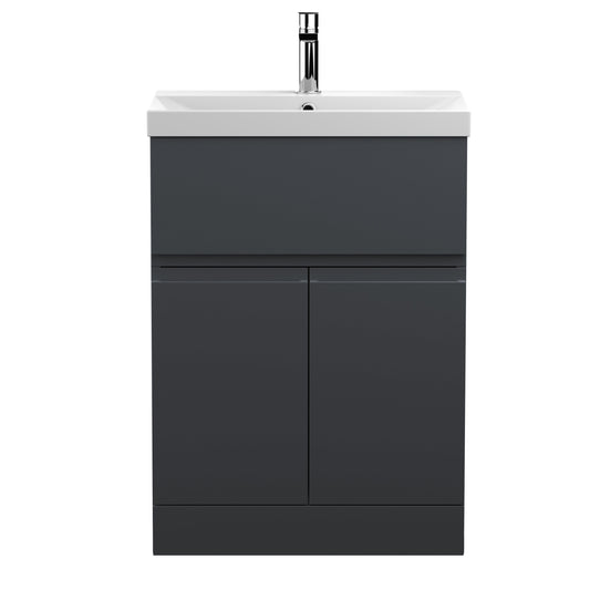 Hudson Reed Urban 600mm Floor Standing 2 Door 1 Drawer Vanity Unit With Thin-Edge Ceramic Basin, Soft Close