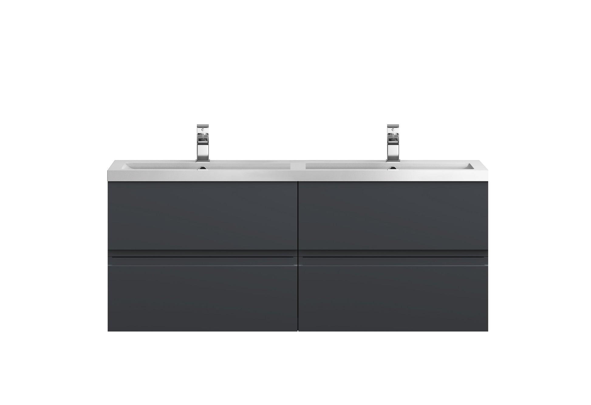 Hudson Reed Urban 1200mm Soft Black Wall Hung Vanity Unit With Double Polymarble Basin